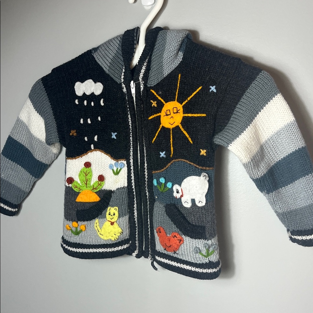 Colorful Knit Children's Unisex Hoodie 24M- 3T